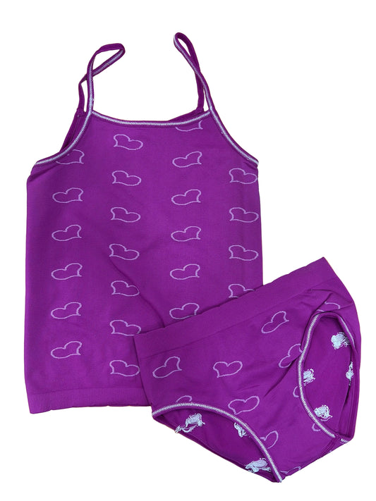 CONJUNTO DE CORAZONES MORADO 6 a 12 Años