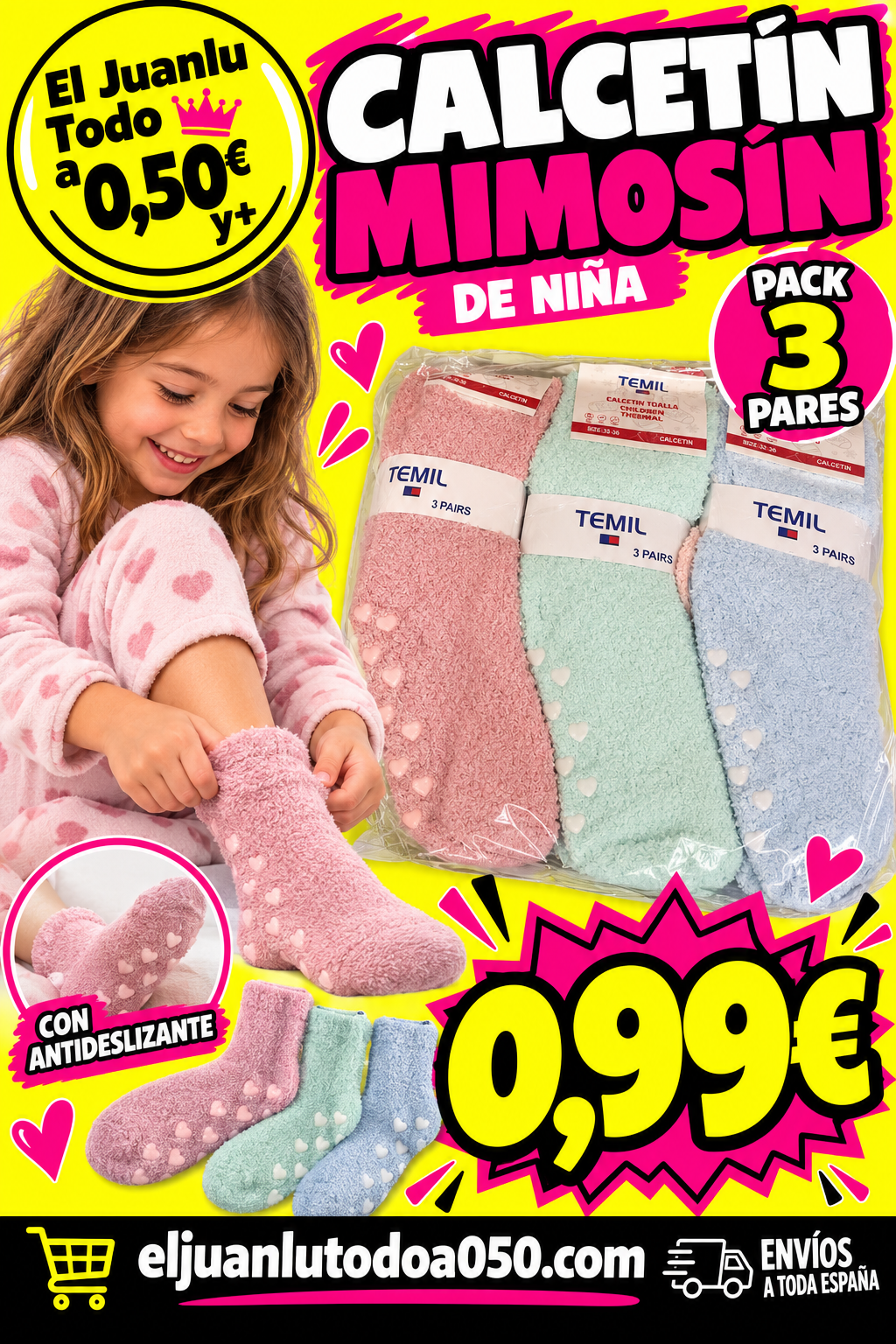 PACK 3 CALCETIN MIMOSIN DE NIÑA CALENTITOS