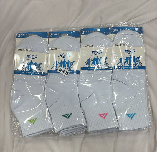 PACK 12PARES CALCETÍN  MEDIA CAÑA de MUJER TALLA 35-40