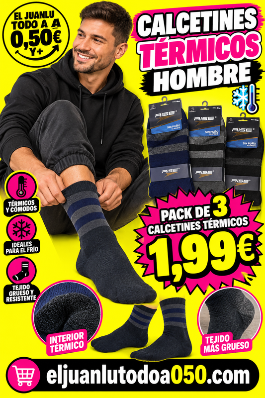 Calcetín Térmico hombre 40-46 colores surtidos pack-3