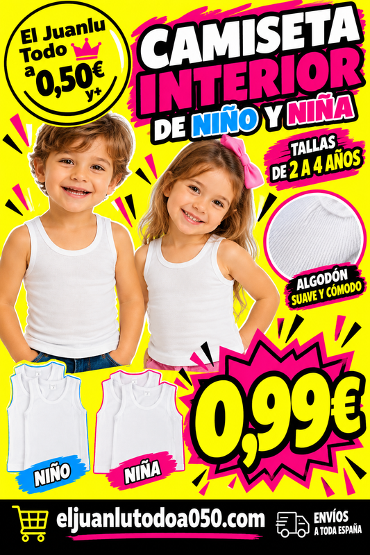 CAMISETA INTERIOR DE TIRANTES NIÑO Y NIÑA