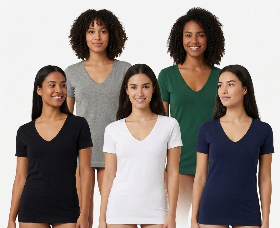 CAMISETA MANGA CORTA DE PICO MUJER