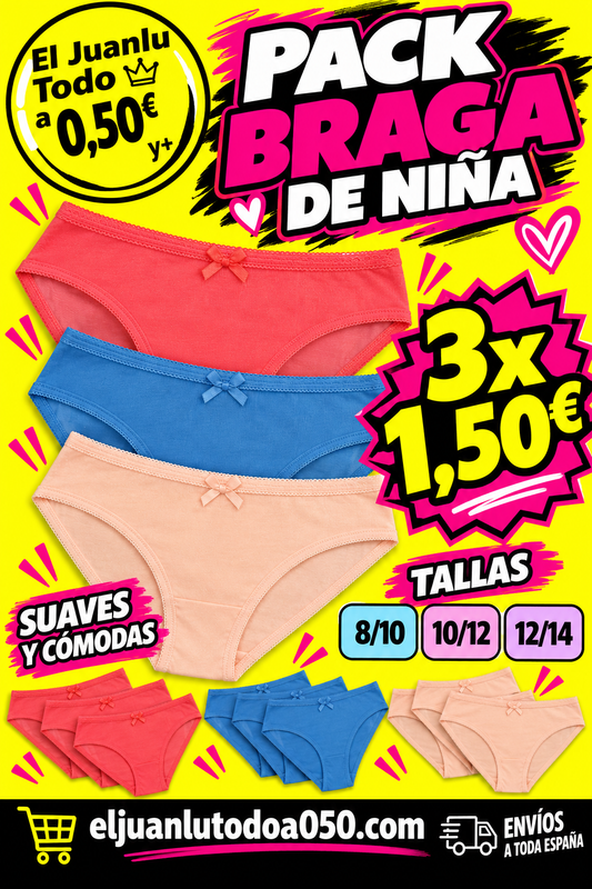 BRAGA DE NIÑA PACK DE 3